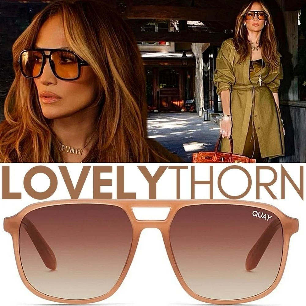 QUAY // ltd ed retro-chic plastic oat frame brown fade lens aviators jlo - Picture 5 of 16